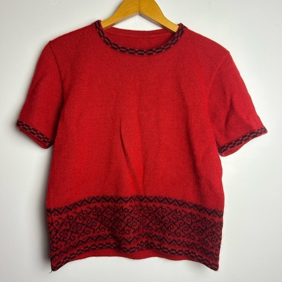 HAND MADE ALPACA ACADEMIA WINTER AZTEC  EMBROIDERY KNIT SWEATER Classic  CROP M - Picture 1 of 11